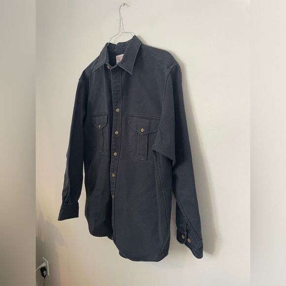 Vintage CC Filson Alaskan Guide Shirt Dark Grey charcoal Twill Mens Sz L - Picture 8 of 13